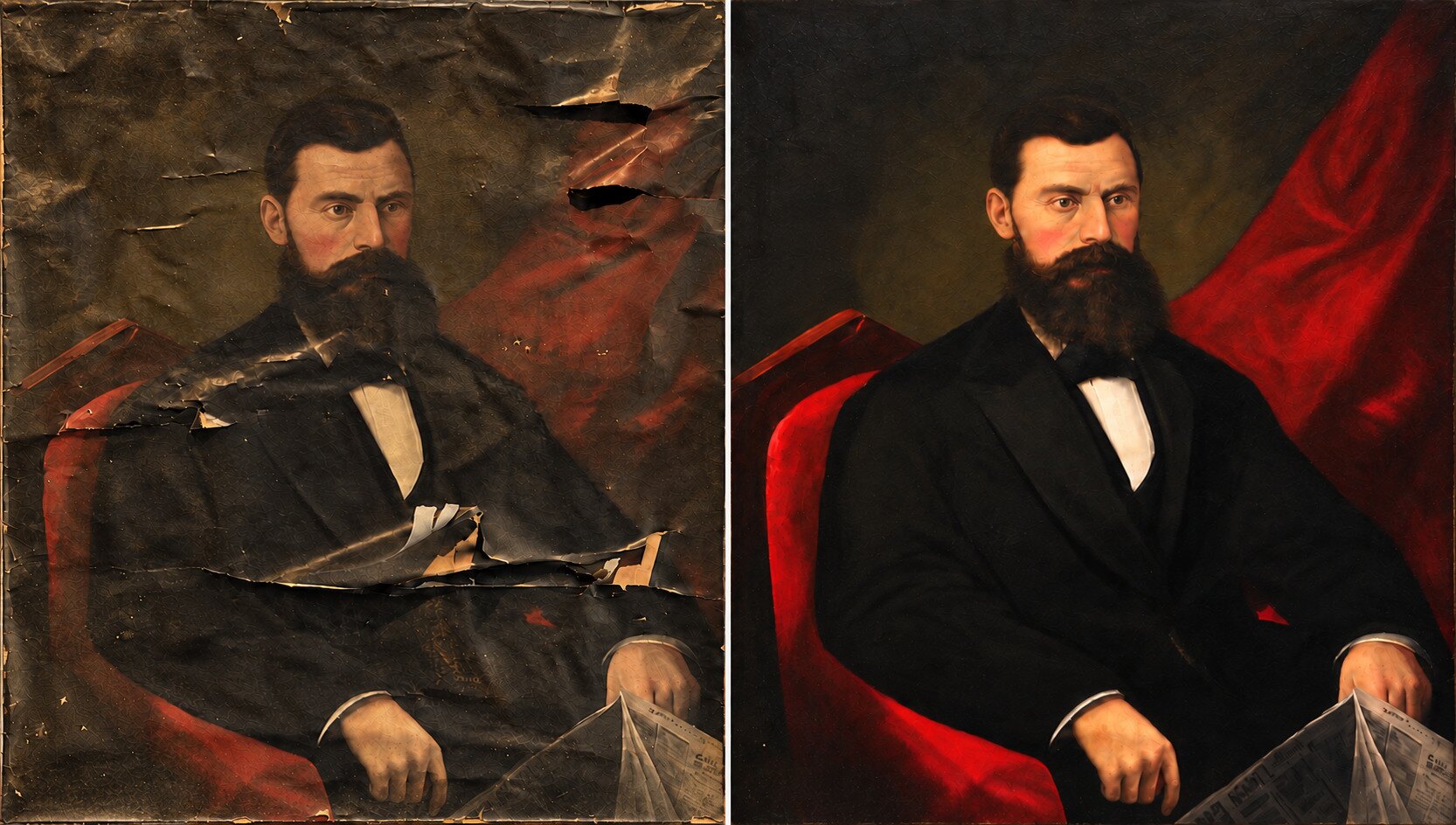 Portrait repair before and after